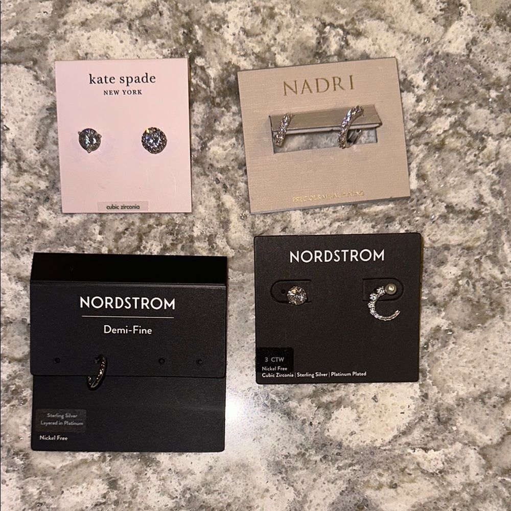 ✨ Bundle of 7 Single Earrings - Silver and Cubic Zirconia, Studs and Small Hoops